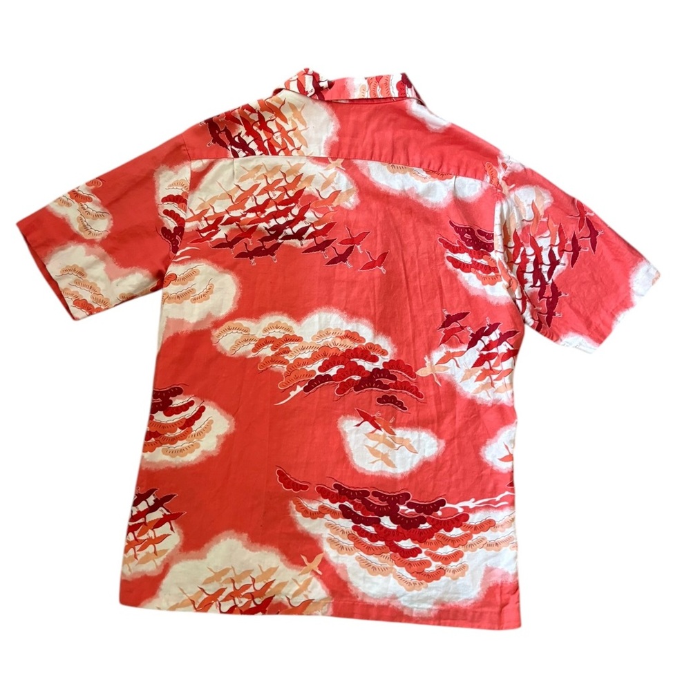 Vintage Pomare Birds /Clouds Button Down Shirt Red/White - Picture 5 of 12